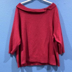 Vintage Red Torrid Angora Lambswool Blend Scoop Cowl Neck Sweater Bow Size 3